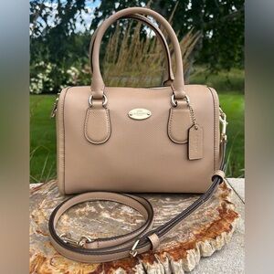 Coach Mini Bennet Sand Crossgrain Leather Satchel F33329 EUC Like New